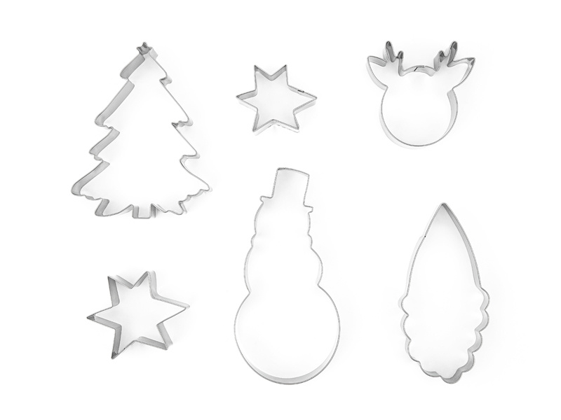 Wykrawacze do ciastek Merry Christmas zestaw 6 sztuk srebrny