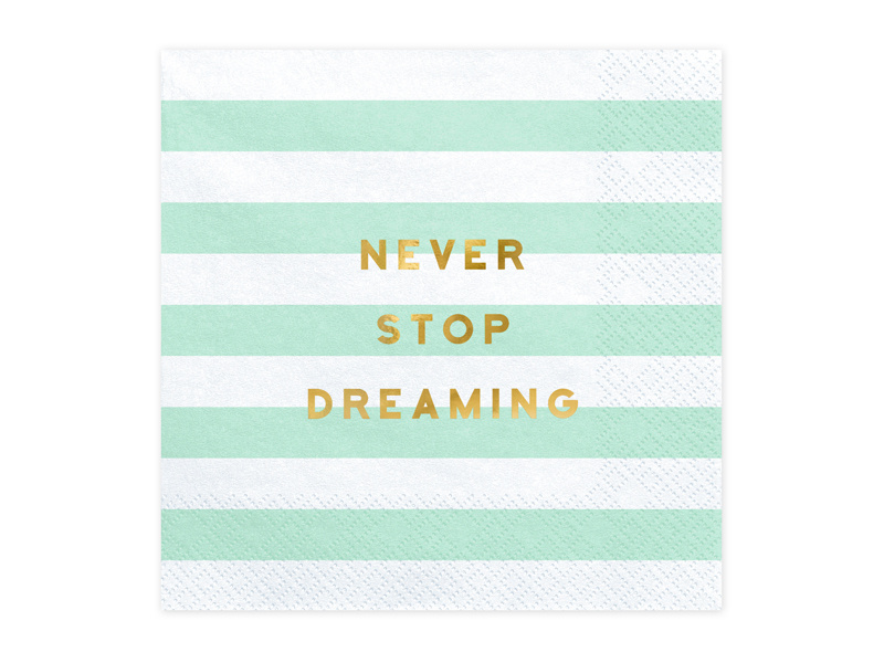 Serwetki Yummy Never stop dreaming miętowy 33x33cm - opakowanie