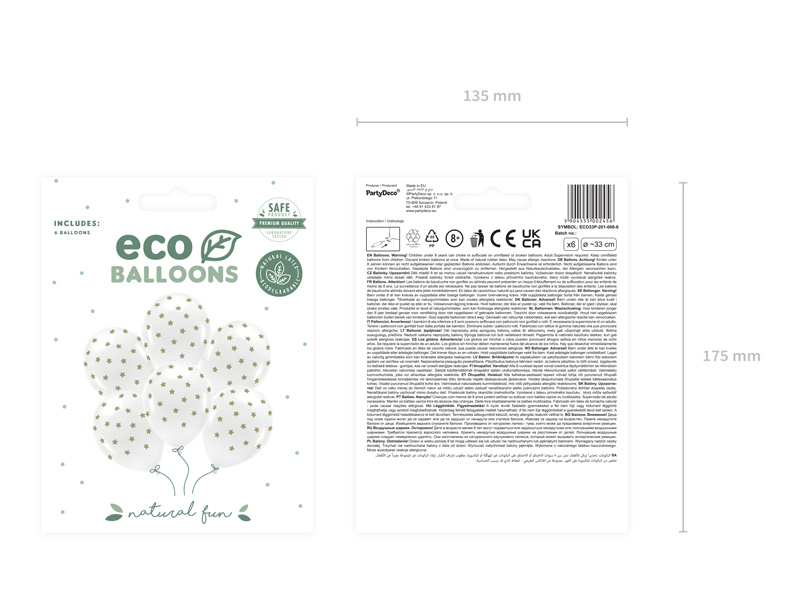 Balony Eco 33 cm pastelowe Gwiazdki biały - zdjęcie 2
