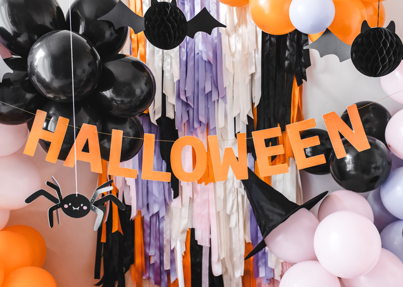 Baner Halloween pomarańczowy – widok z bliska
