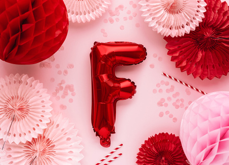 Balon foliowy Litera ''F'', 35cm, czerwony