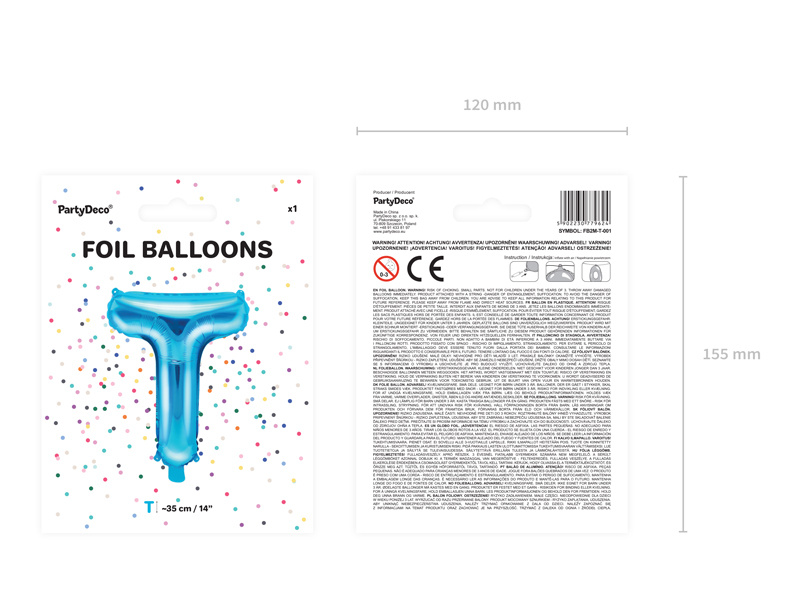 Balon foliowy Litera T 35cm niebieski - zdjęcie 3