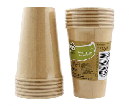 Kubeczki papierowe GoG Kraft, duże, 375 ml, 6 szt.