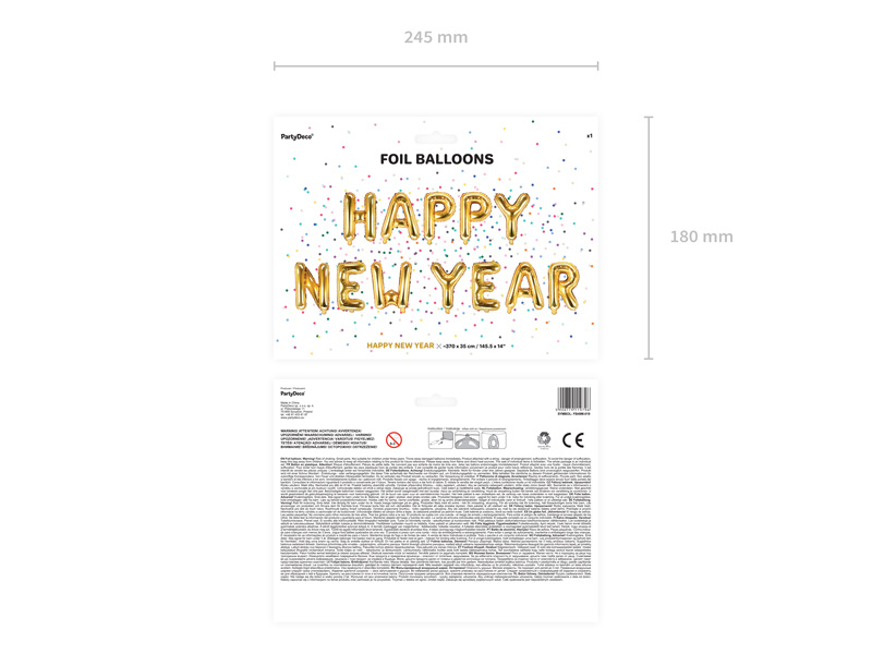 Duży złoty balon foliowy Happy New Year – dekoracja na Sylwestra