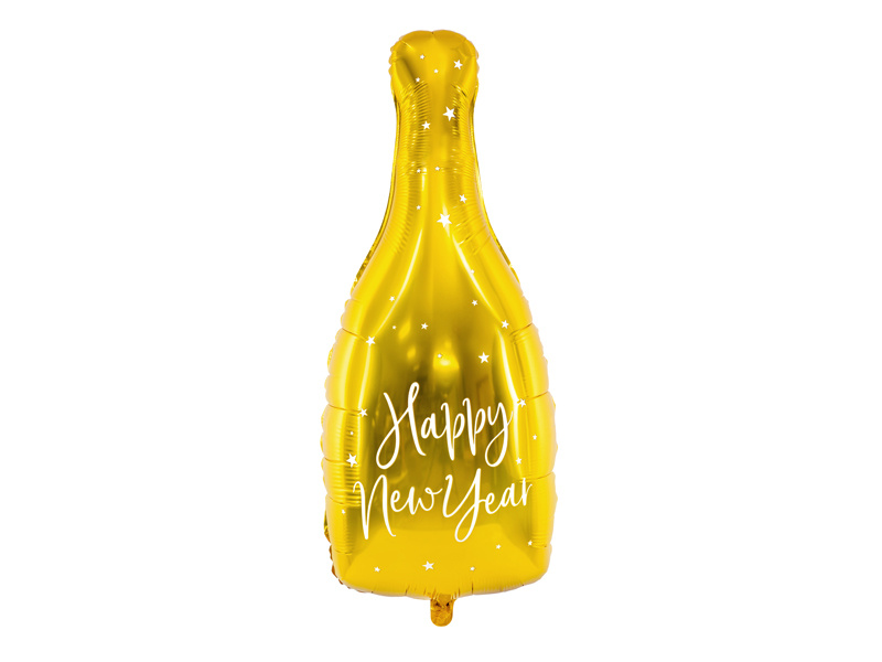 Balon foliowy Butelka Happy New Year złoty - zdjęcie 1