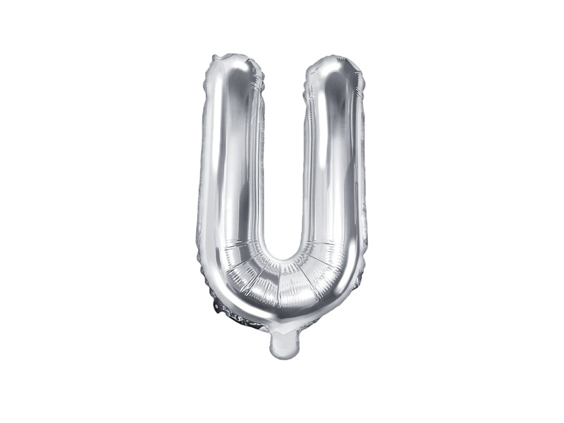 Balon foliowy litera U srebrny 35cm - zdjęcie 1