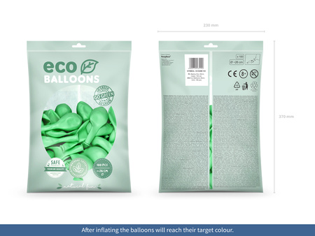 Balony Eco 26cm metalizowane, mięta (1 op. / 100 szt.)