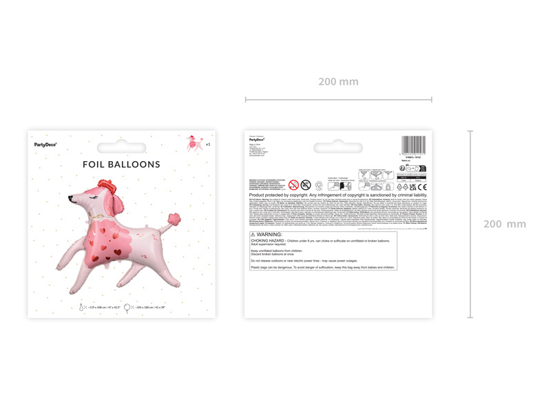 Balon foliowy Pudel - widok z boku