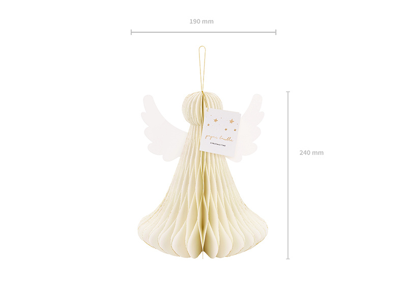 Dekoracja papierowa honeycomb Aniołek kość słoniowa 24 cm - detal