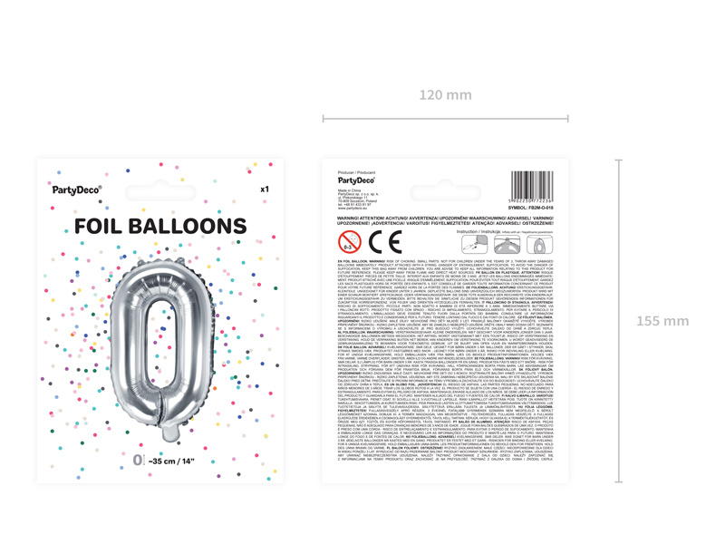Balon foliowy litera O srebrny na tle