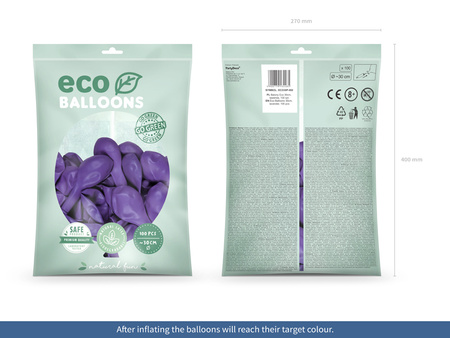 Balony Eco 30cm pastelowe, lawenda (1 op. / 100 szt.)