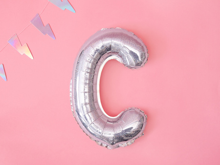 Balon foliowy Litera ''C'', 35cm, holograficzny