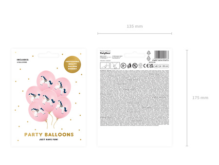 Balony 30 cm, Konik, Pastel Pale Pink (1 op. / 6 szt.)