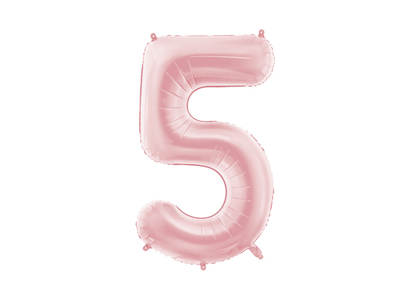 Balon foliowy cyfra 5 jasny różowy 86 cm