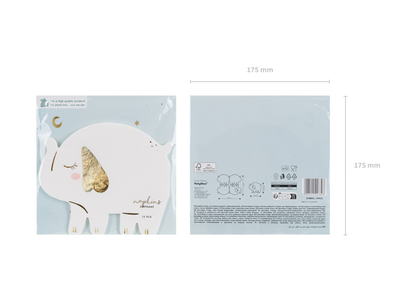 Serwetki Słonik, zbliżenie na nadruk i strukturę