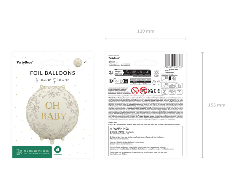 Balon foliowy Oh Baby 35x35 cm w aranżacji