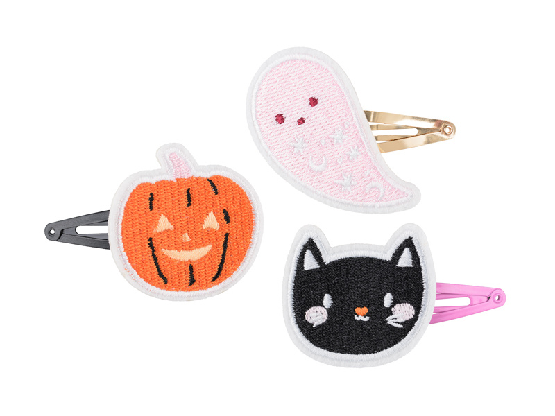 Spinki do włosów Halloween – zestaw 3 sztuk, różne kolory i wzory
