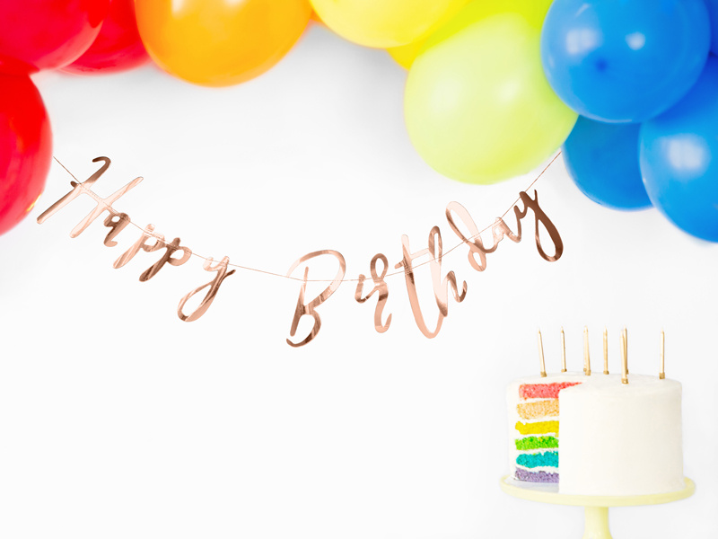 Baner Happy Birthday różowe złoto - zdjęcie 7