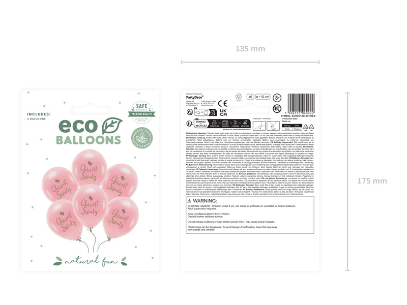 Balony Eco 33 cm Chrzest Święty złoty nadruk