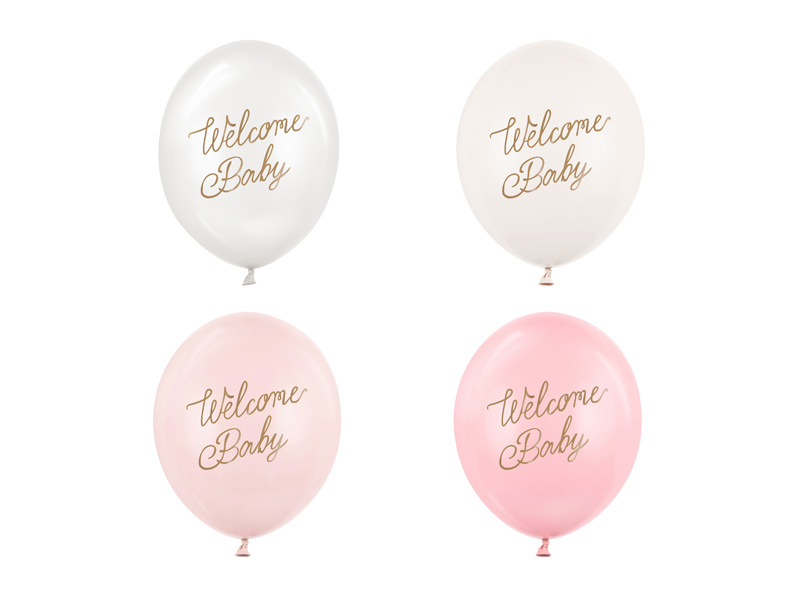 Balony Welcome Baby różowy mix 30 cm