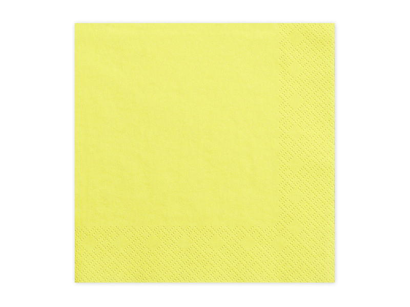 Serwetki trójwarstwowe żółte 33x33 cm - opakowanie