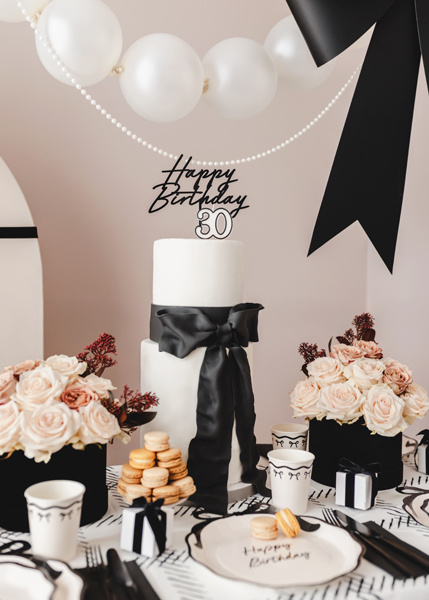 Topper akrylowy na tort Happy Birthday czarny 16,5 cm - zdjęcie 4