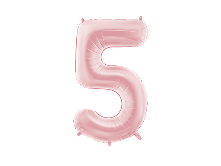 Balon foliowy Cyfra '5', 86cm, jasny różowy