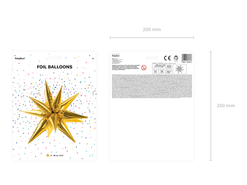 Balon Gwiazda 3D złoty - detale produktu
