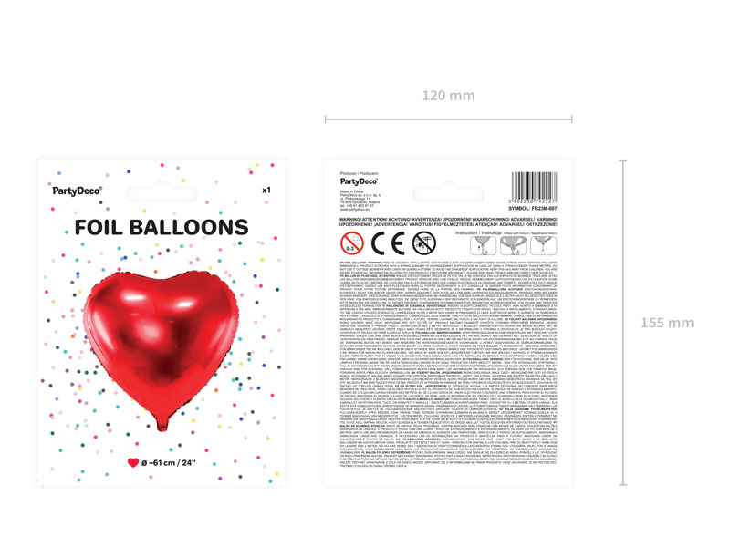 Balon foliowy Serce 61cm czerwony - zdjęcie 3