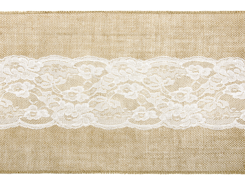 Bieżnik jutowy z koronką – widok ogólny