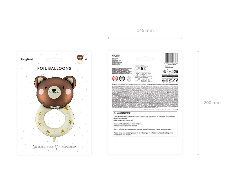 Balon foliowy Grzechotka miś - kolorystyka