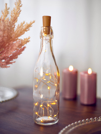 Lampki LED z korkiem do butelki, ciepły biały, 197cm