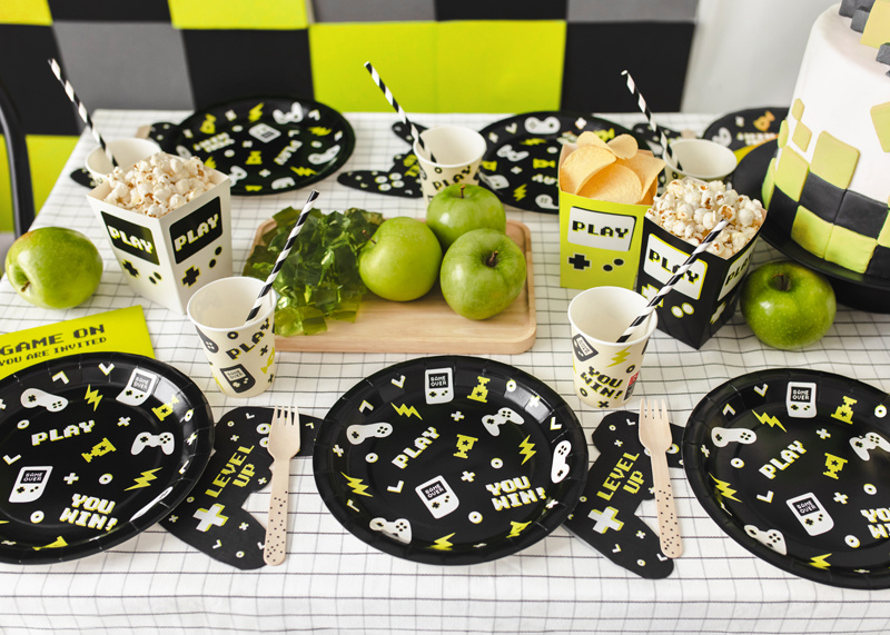 Serwetki Gamepad czarne z nadrukiem - detale