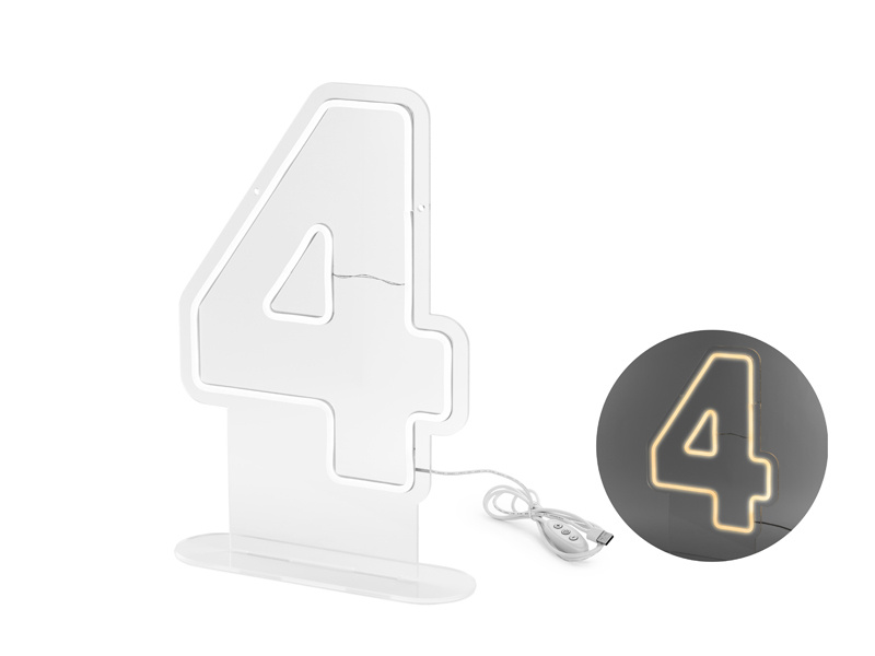 Neon LED Cyfra 4 biały 50cm