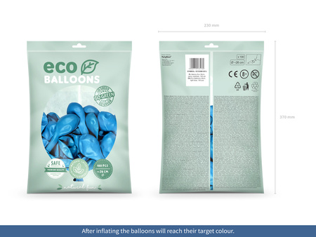 Balony Eco 26cm metalizowane, jasny niebieski (1 op. / 100 szt.)