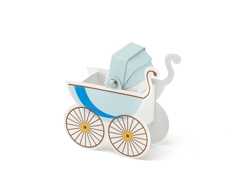 Pudełeczka Wózeczek błękit - widok z boku