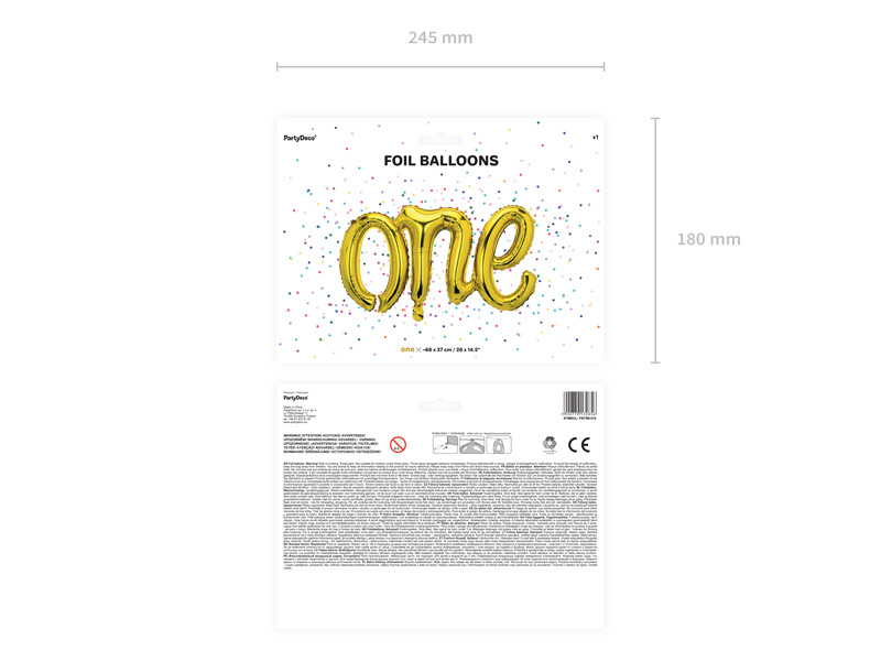 Balon foliowy One złoty 66x37cm – zdjęcie 3