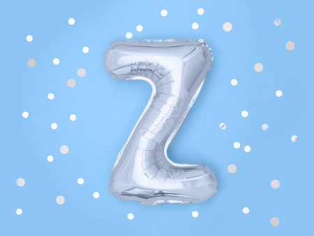 Balon foliowy Litera ''Z'', 35cm, srebrny