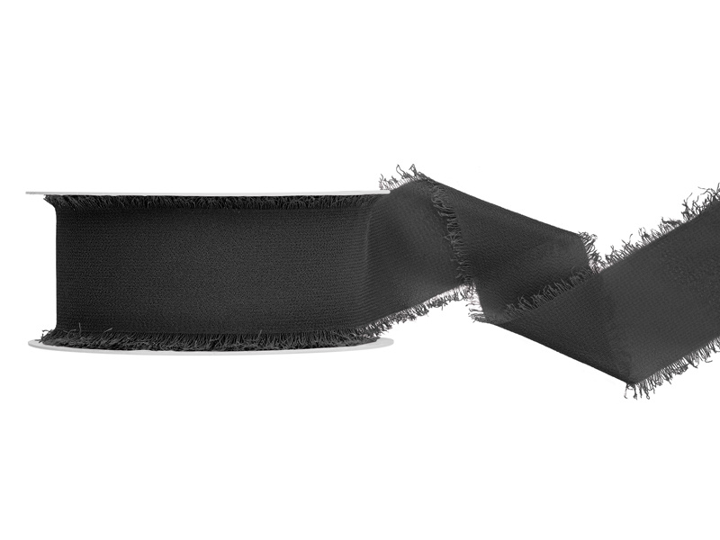 Czarna wstążka szyfonowa 40mm/10m – widok z przodu