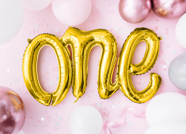 Balon foliowy One złoty 66x37cm – zdjęcie 5