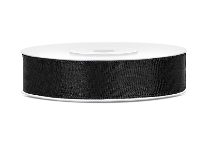 Tasiemka satynowa czarna 12mm 25m