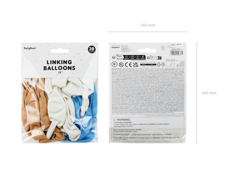 Balony z łącznikiem 33 cm, mix kolorów - balony złożone w girlandę