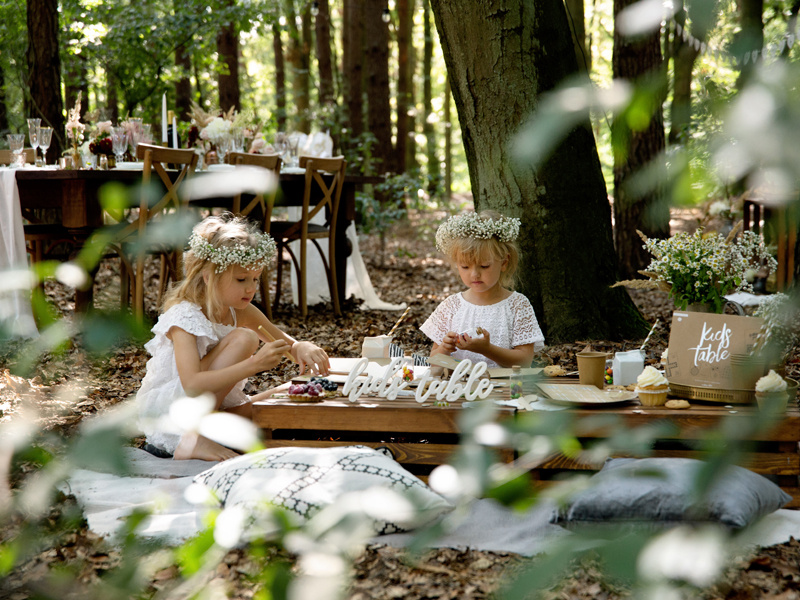Drewniany napis Kids table biały 38x10cm - zdjęcie 6