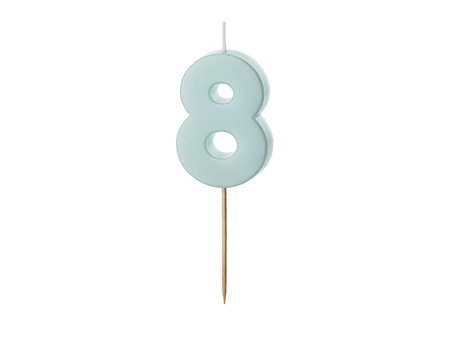 Świeczka urodzinowa Cyferka 8, jasny niebieski, 5.5 cm