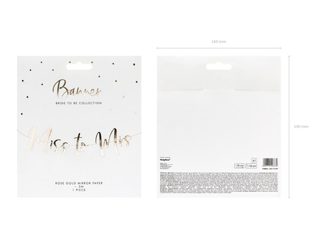 Baner Miss to Mrs, różowe złoto, 18x76cm