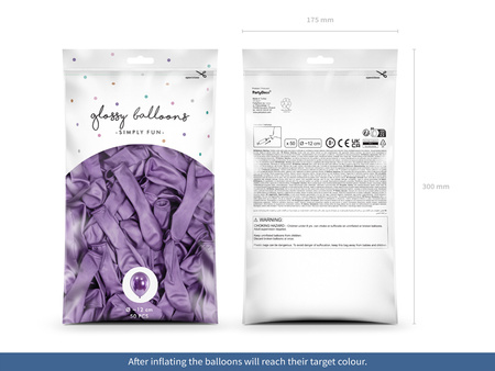 Balony Glossy 12 cm, fiolet (1 op. / 50 szt.)