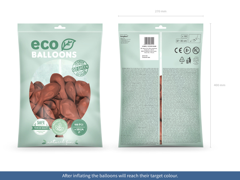 Balony Eco 30cm pastelowe brudny róż - balony napompowane