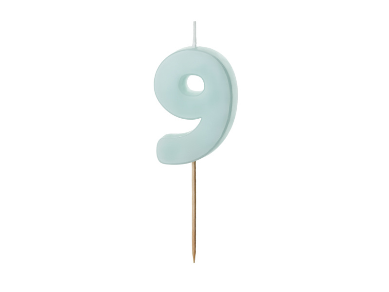 Świeczka urodzinowa Cyferka 9 jasny niebieski 5,5 cm