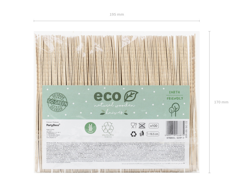 Zbliżenie na drewniane noże, 16.5cm