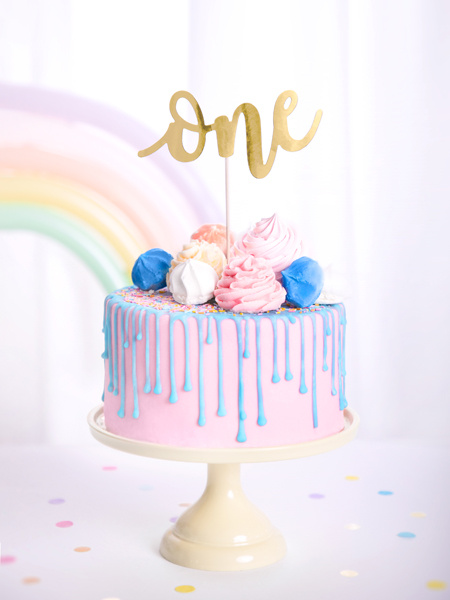 Topper na tort One złoty 19cm zdjęcie 4